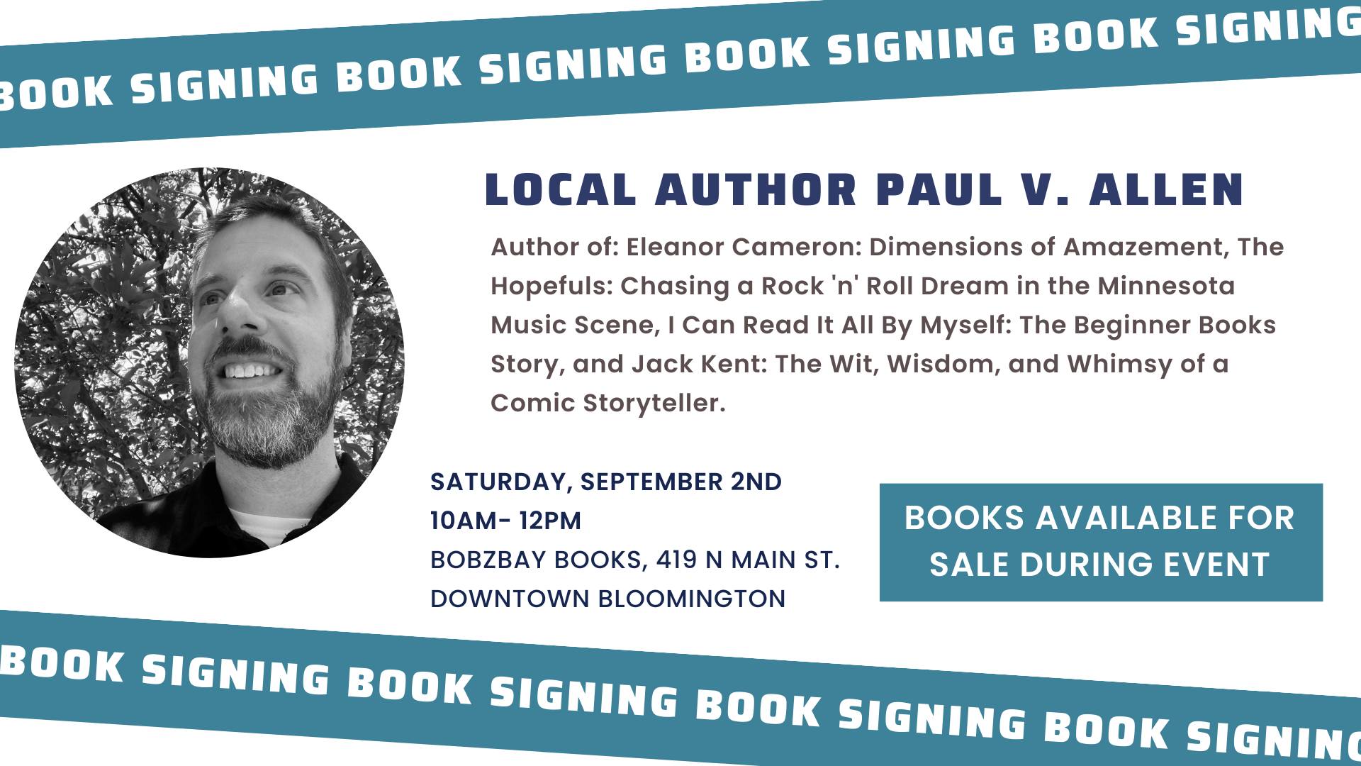 Local Author Paul V. Allen Book Signing at Bobzbay Books