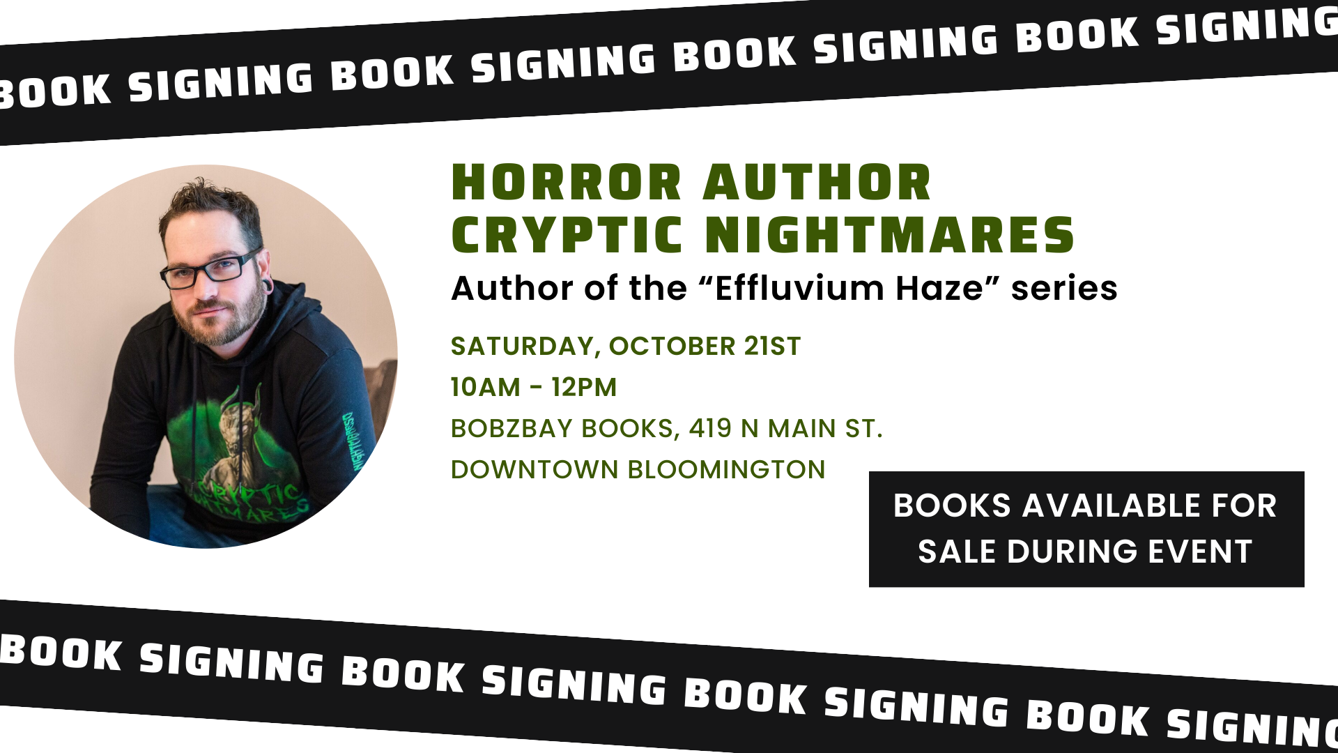 Book Signing with Local Horror Author Cryptic Nightmares