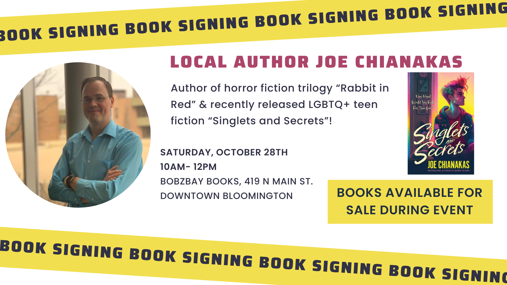 Book Signing with Local Horror & LGBTQ+ Teen Fiction Author Joe Chianakas