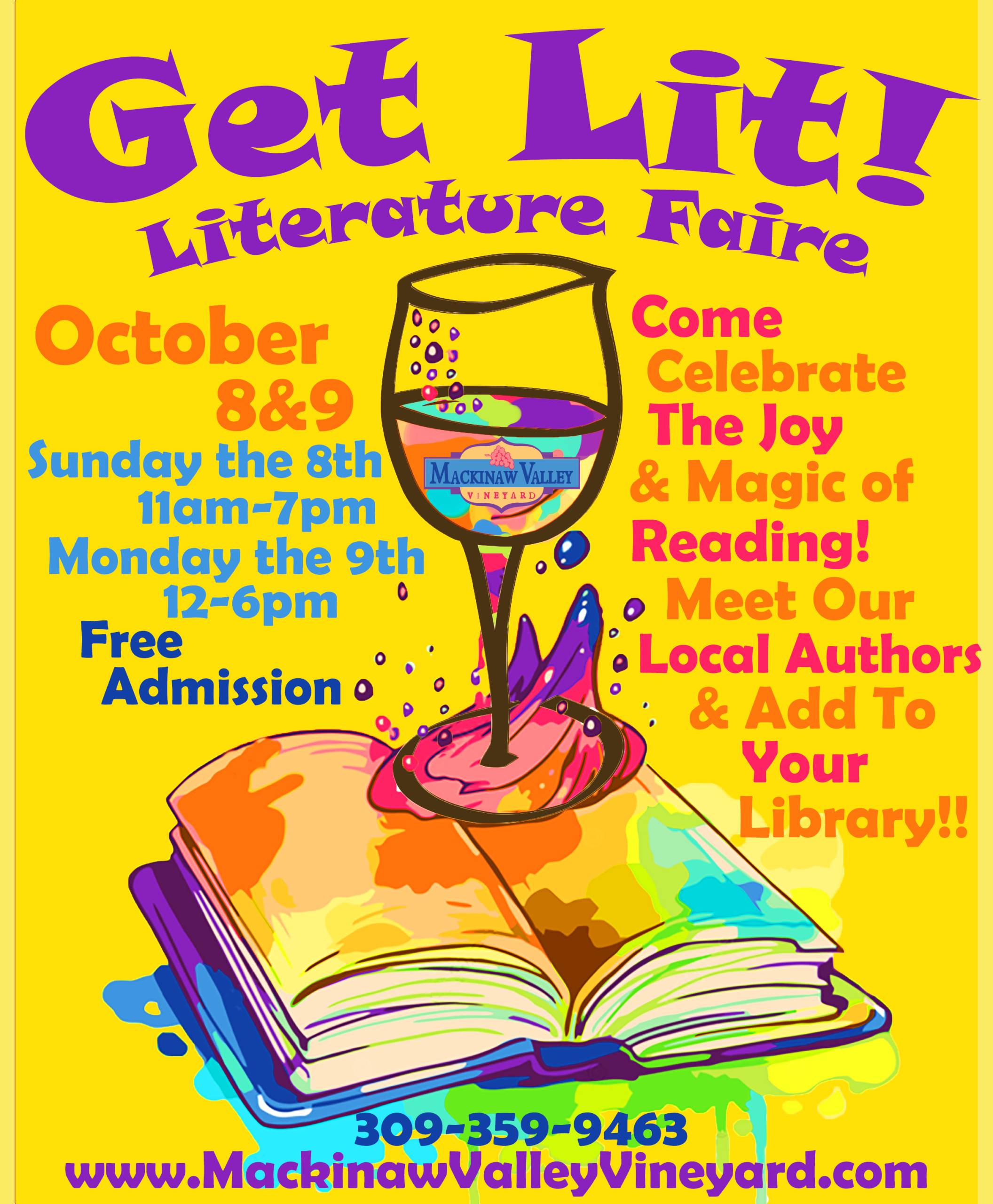 "GET LIT" Two Day Literature Faire at the vineyard