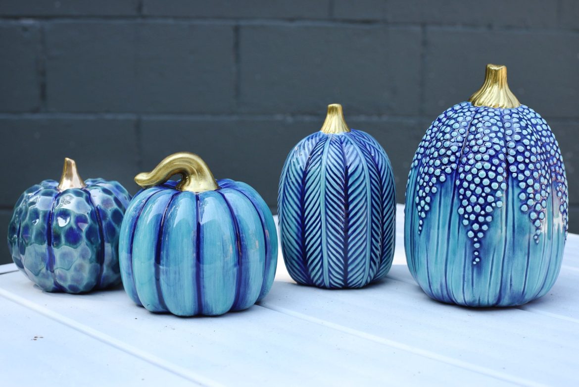 At the Vineyard Art at the Bodega-Blue Ceramic Pumpkins