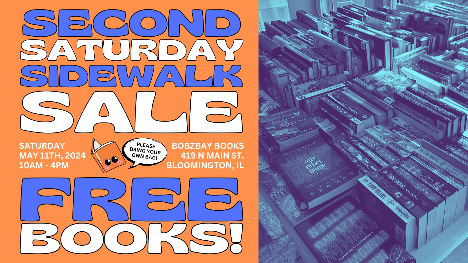 Second Saturday Sidewalk Sale (aka FREE BOOKS) at Bobzbay Books