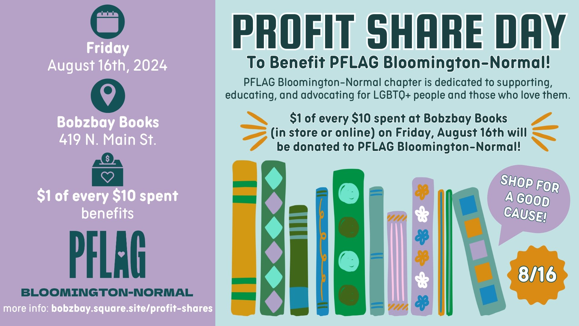 Profit Share Day Benefitting PFLAG Bloomington-Normal at Bobzbay Books