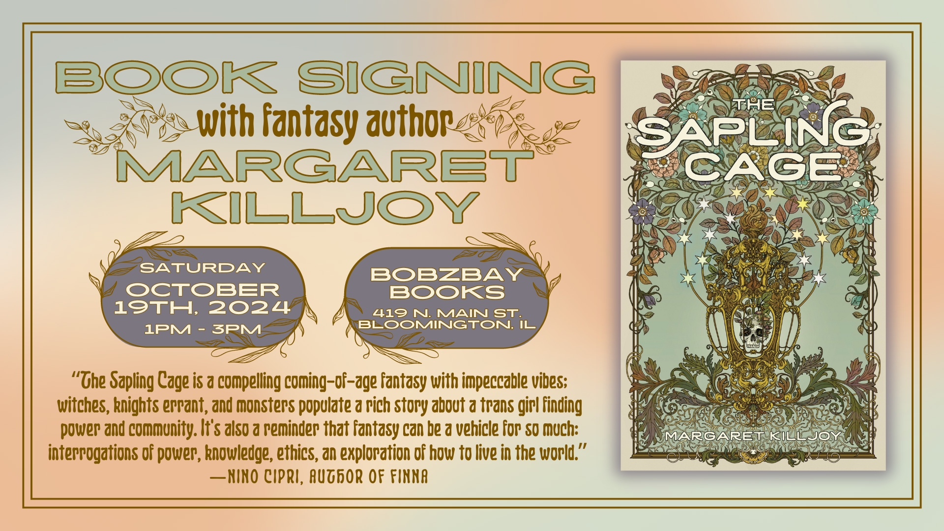 Book Signing with Fantasy Author Margaret Killjoy at Bobzbay Books