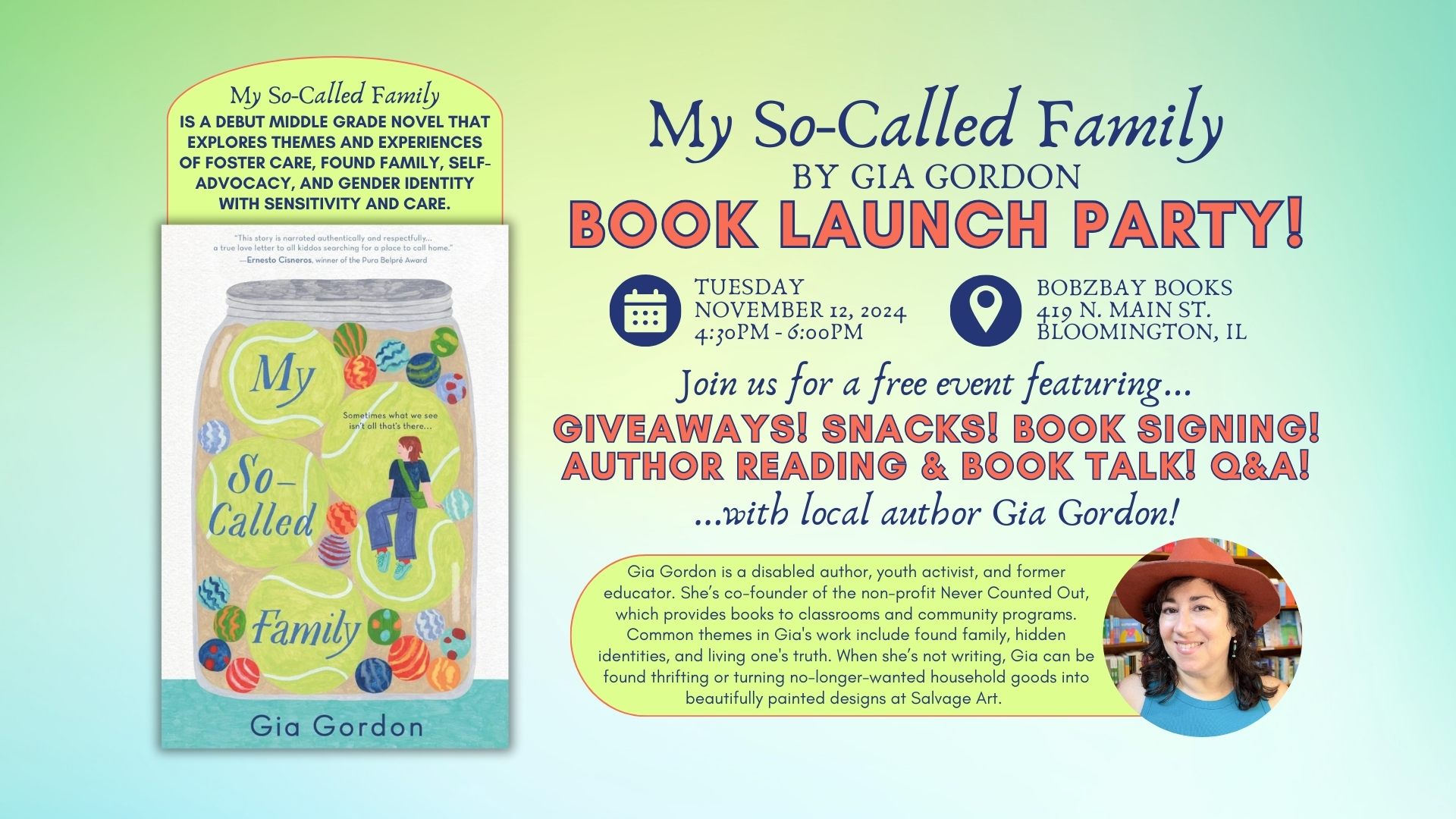 Book Launch Party with Local Author Gia Gordon at Bobzbay Books