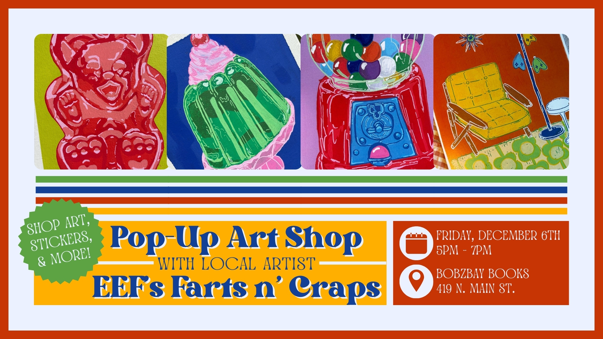 Pop-Up Art Shop with EEF'S Farts n' Craps at Bobzbay Books