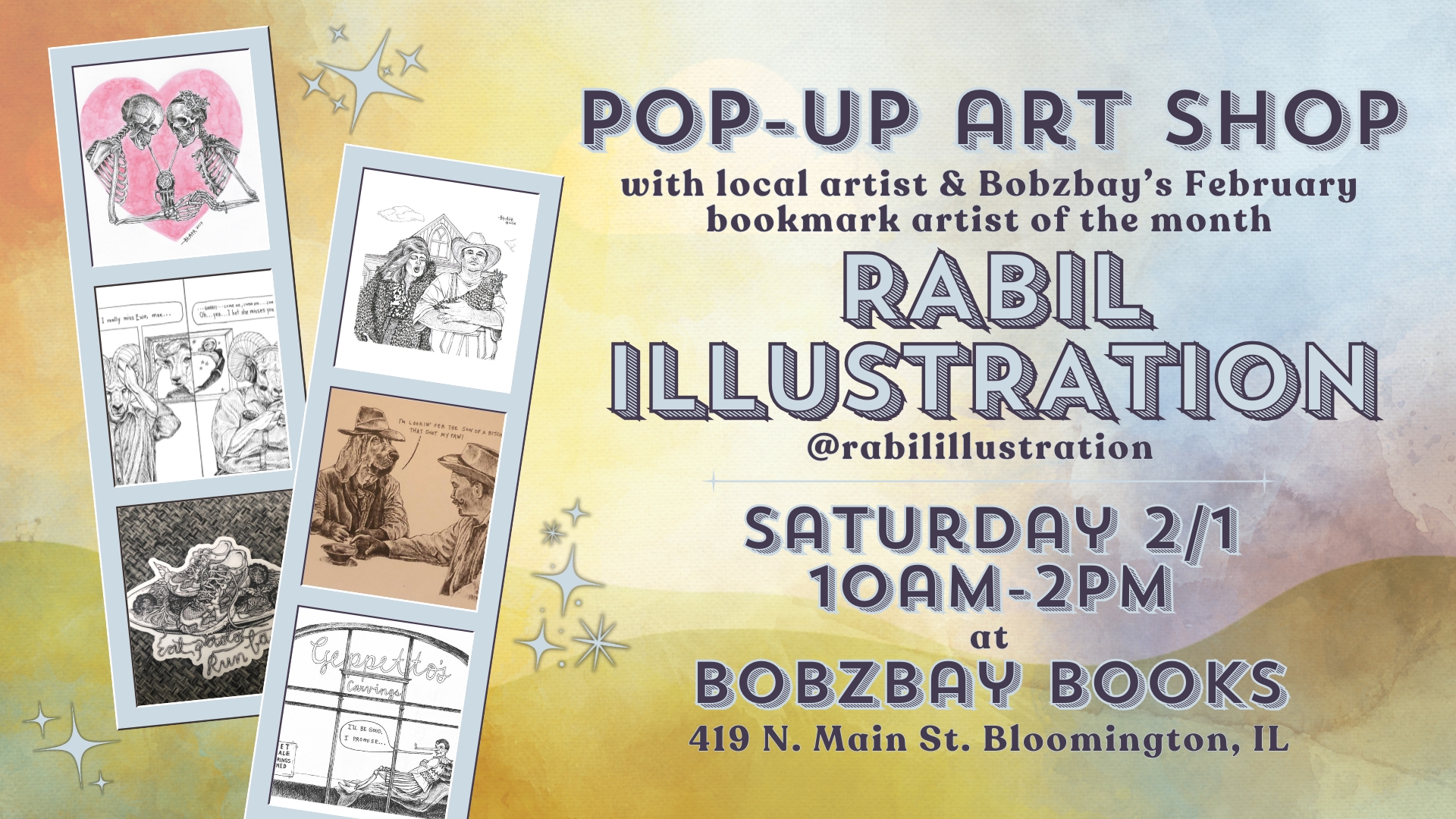 Pop-Up Art Shop with Rabil Illustration at Bobzbay Books