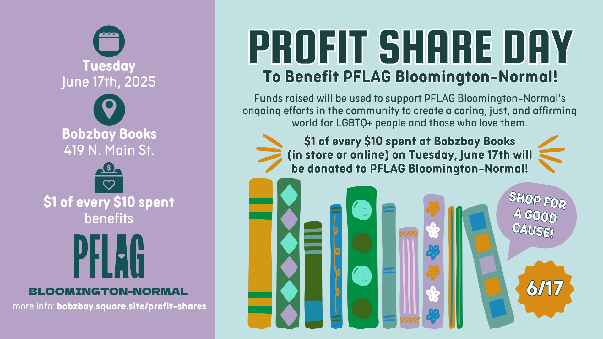 Profit Share Day Benefitting PFLAG Bloomington-Normal at Bobzbay Books