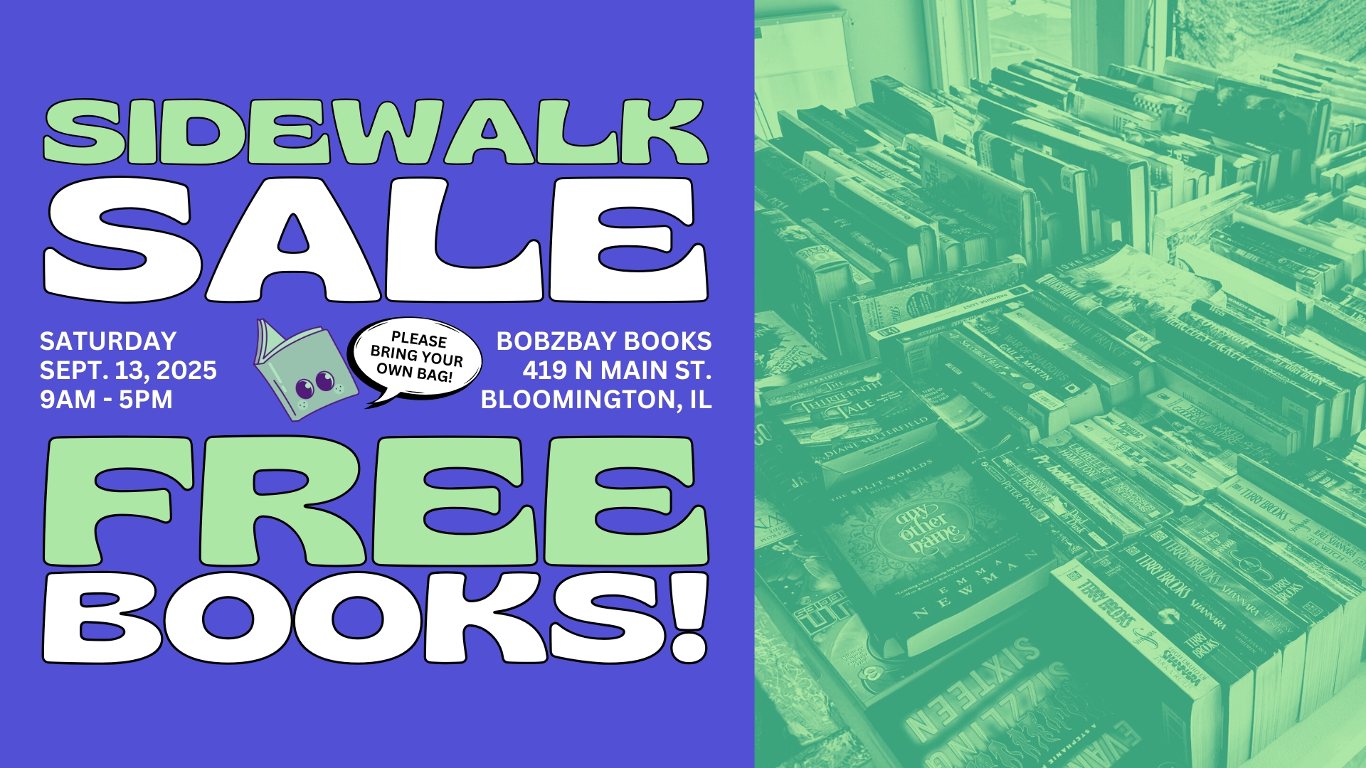 FREE BOOK SIDEWALK SALE at Bobzbay Books