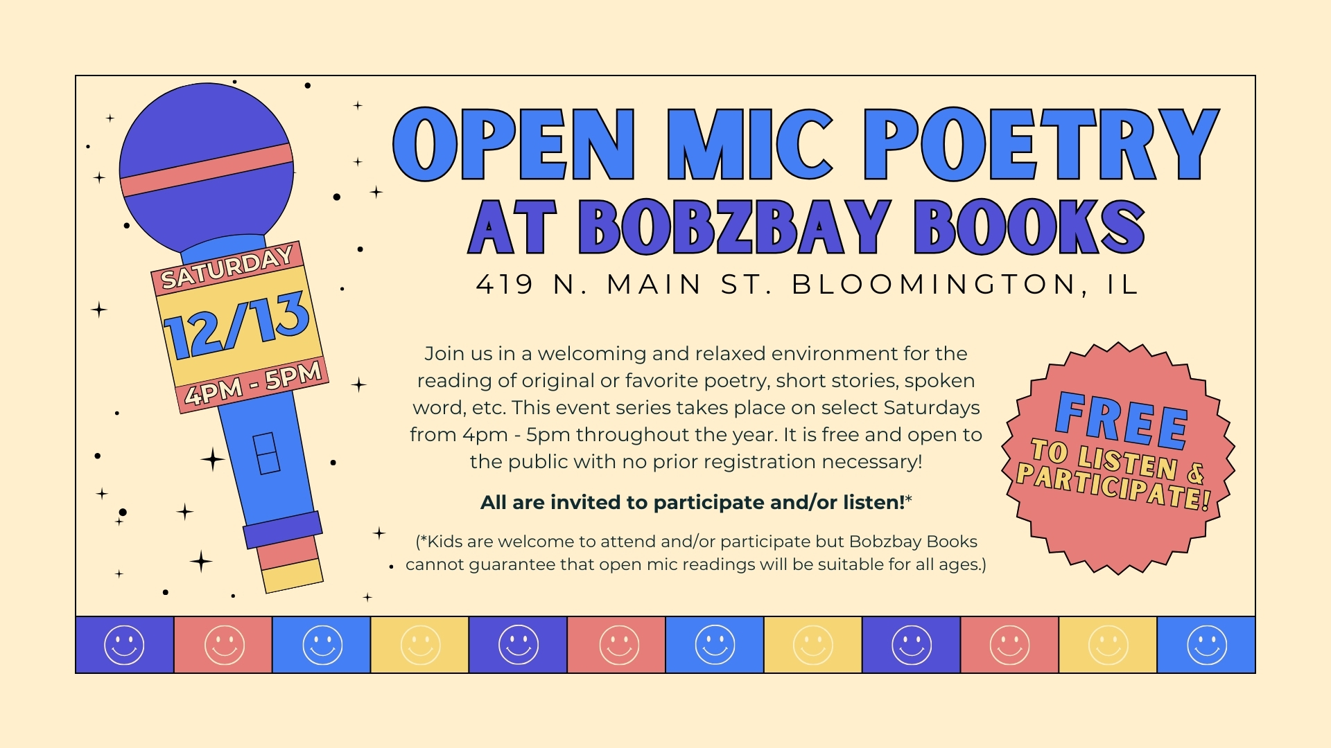 December Open Mic Poetry at Bobzbay Books