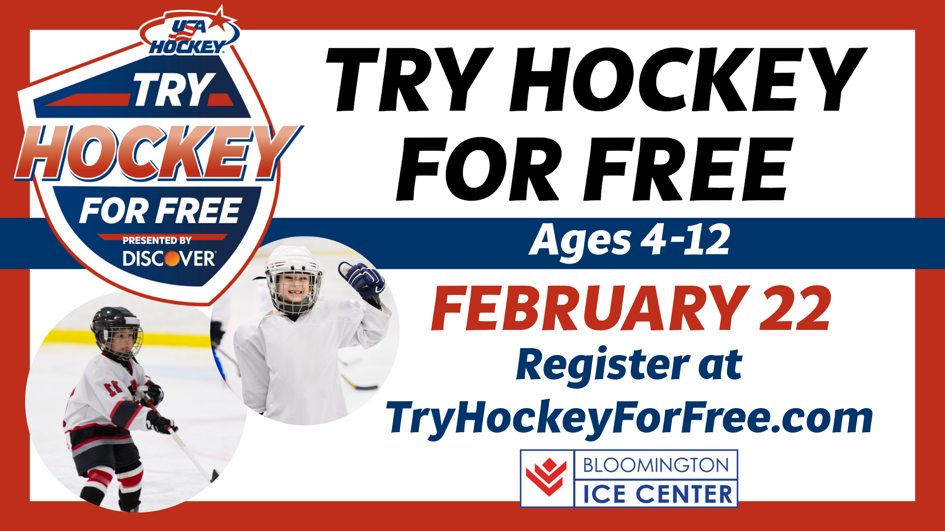 Try Hockey for FREE Day (Ages 4-12)